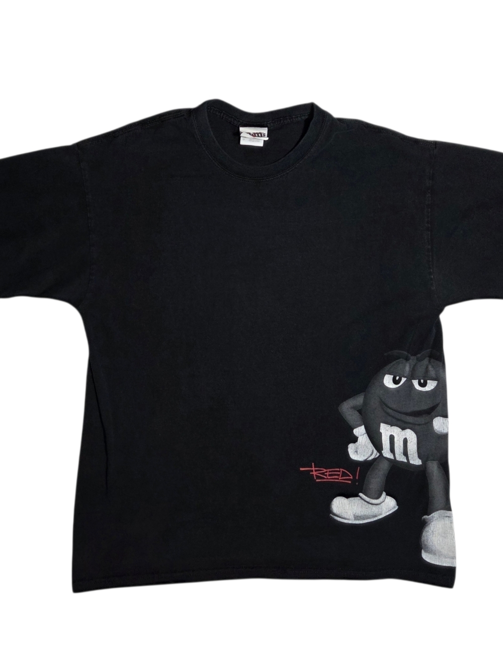 Red M&M Graphic T-Shirt Black M&Ms World Candy Streetwear Mars Adult Large Promo